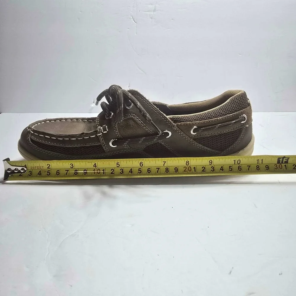 Margaritaville Speed Boat Mens 9 Brown Leather Mesh Boat Shoes MG1105K